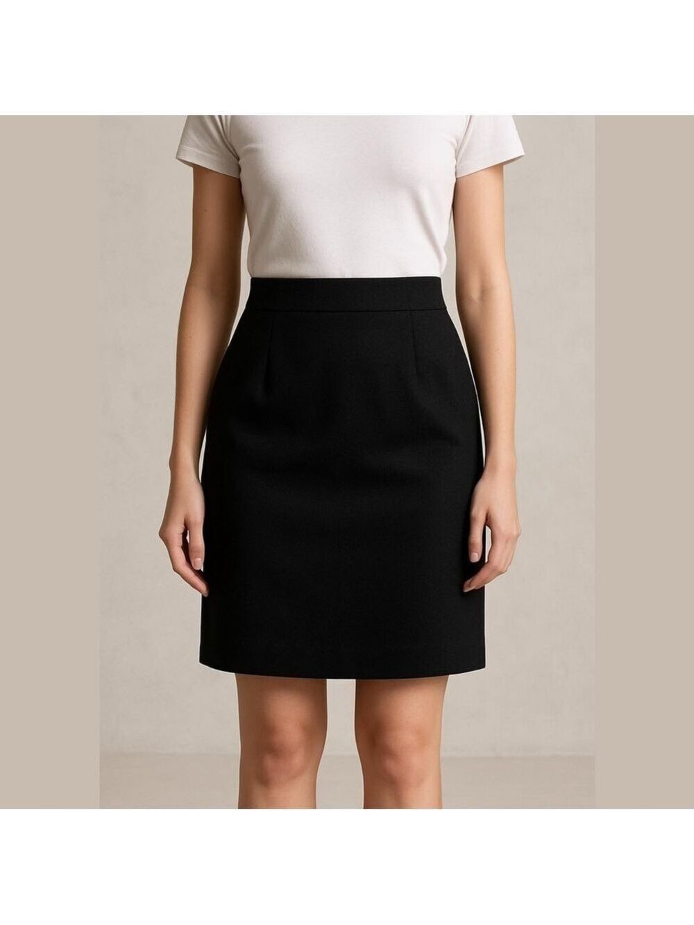 Norton McNaughton Vintage 100% virgin wool black knee length skirt Sz 8 Petite
